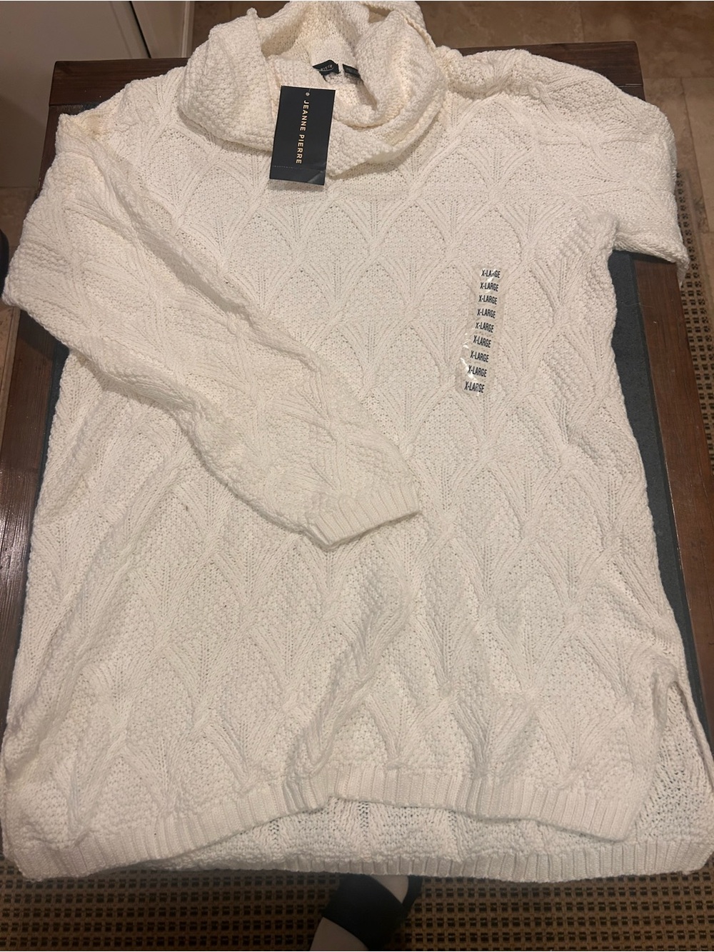 JEANNE PIERRE Ivory Chunky Knit Sweater